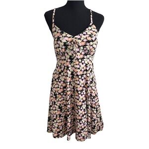No Boundaries Womens Dark Floral Babydoll Fairy Grunge Mini Dress M Coquette